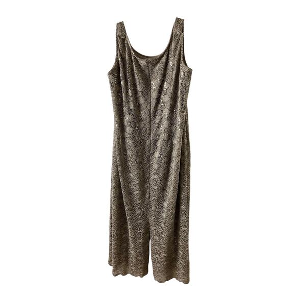 R&M Richards Dress Womens 18 Gold Lace Sequin 2 Piece Jacket Overlay Formal Set - Picture 5 of 16